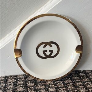Gucci White and Gold Logo Ashtray